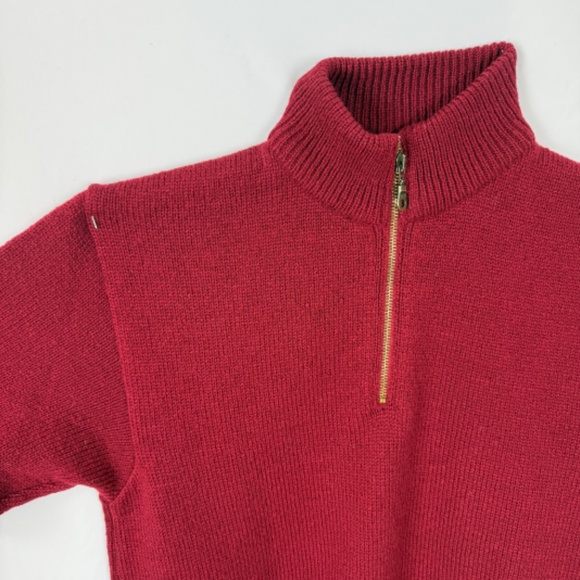 Norlender Norway Ski Sweater M Red Wool Blend Quarter Zip Pullover Excellent - Picture 4 of 11